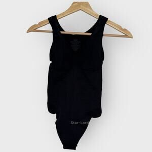 SKIMS Seamless Sculpt Bodysuit L Onyx Scoop Neck Thong Shaper Elevated Basic